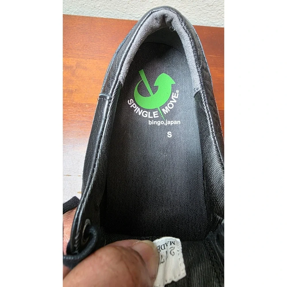 Single Move Japan Black Leather Low-Top Sneakers‎ Lace-Up Women's Size S 7-7.5